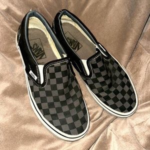 Vans Checkerboard Black/Pewter Slip-Ons